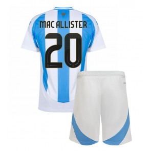 Argentina Alexis Mac Allister #20 Hemmaställ Barn Copa America 2024 Kortärmad (+ Korta byxor)